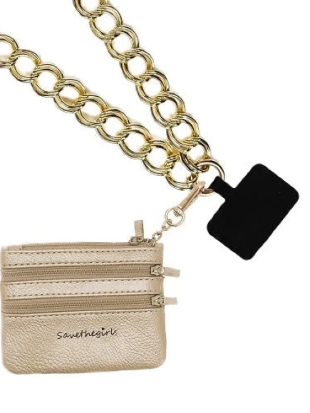CLIP & GO Gold Chain Lanyard with Gold Zip Pouch - Picture 2 of 9